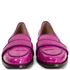 AQUAZZURA pink FAUX CROCODILE MARTIN Loafers Flats Shoes 38.5