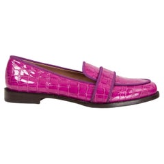 AQUAZZURA pink FAUX CROCODILE MARTIN Loafers Flats Shoes 38.5