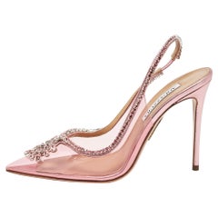 Aquazzura Pink PVC and Leather Seduction Slingback Pumps Size 38