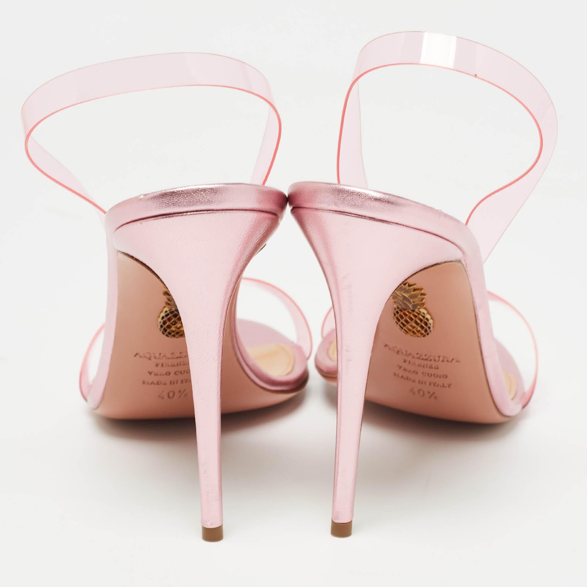 Aquazzura Sandalias Slingback PVC Rosa So Nude Talla 40.5 en Bueno Estado en Dubai, Al Qouz 2