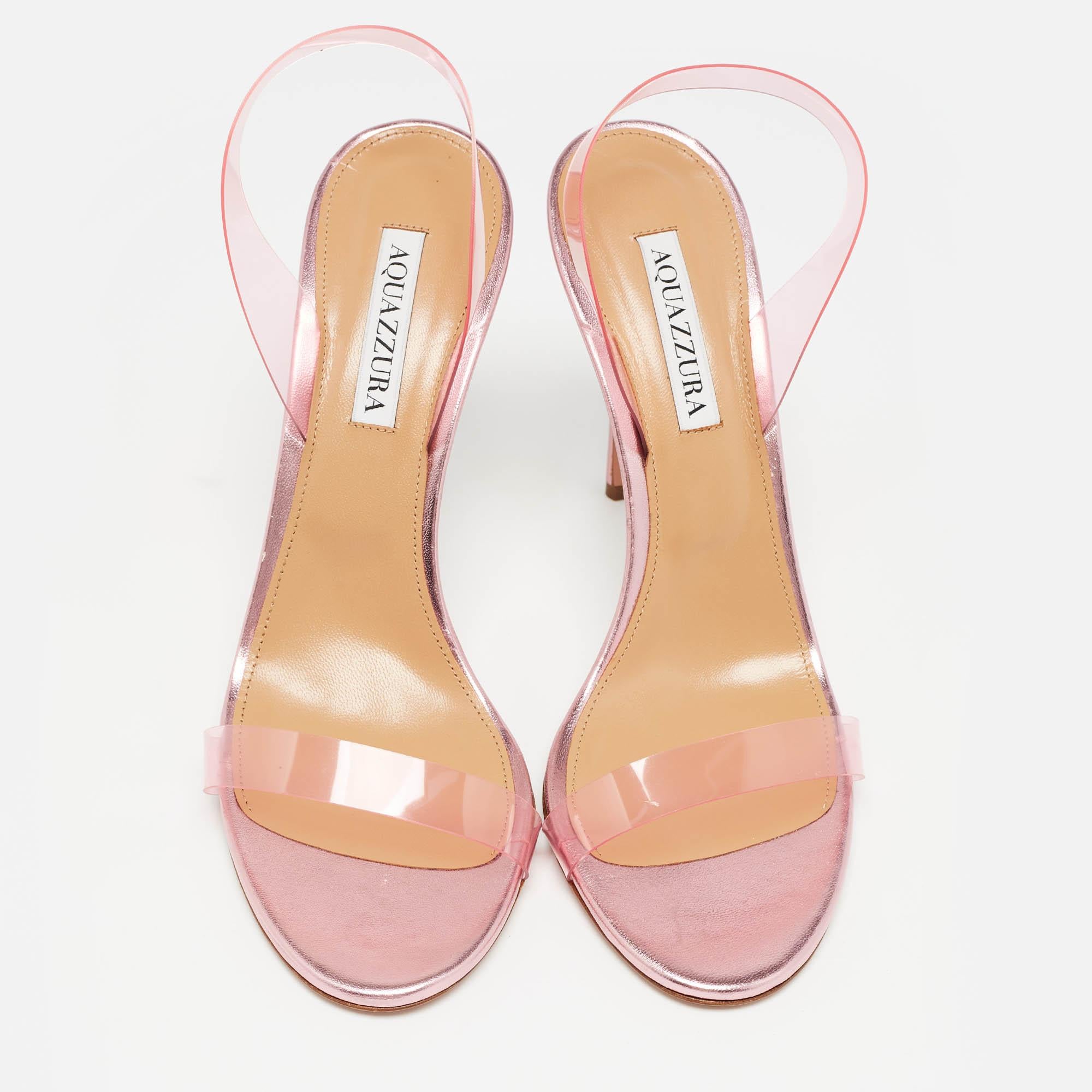 Aquazzura Pink PVC So Nude Slingback Sandals Size 40.5 For Sale 1