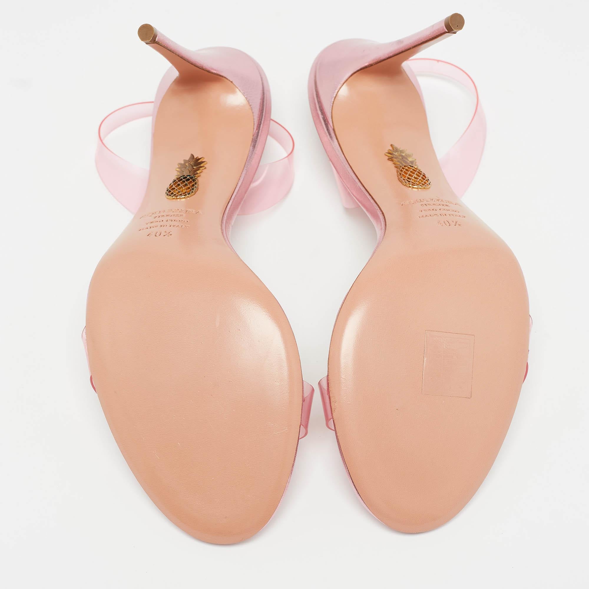 Aquazzura Pink PVC So Nude Slingback Sandals Size 40.5 For Sale 3