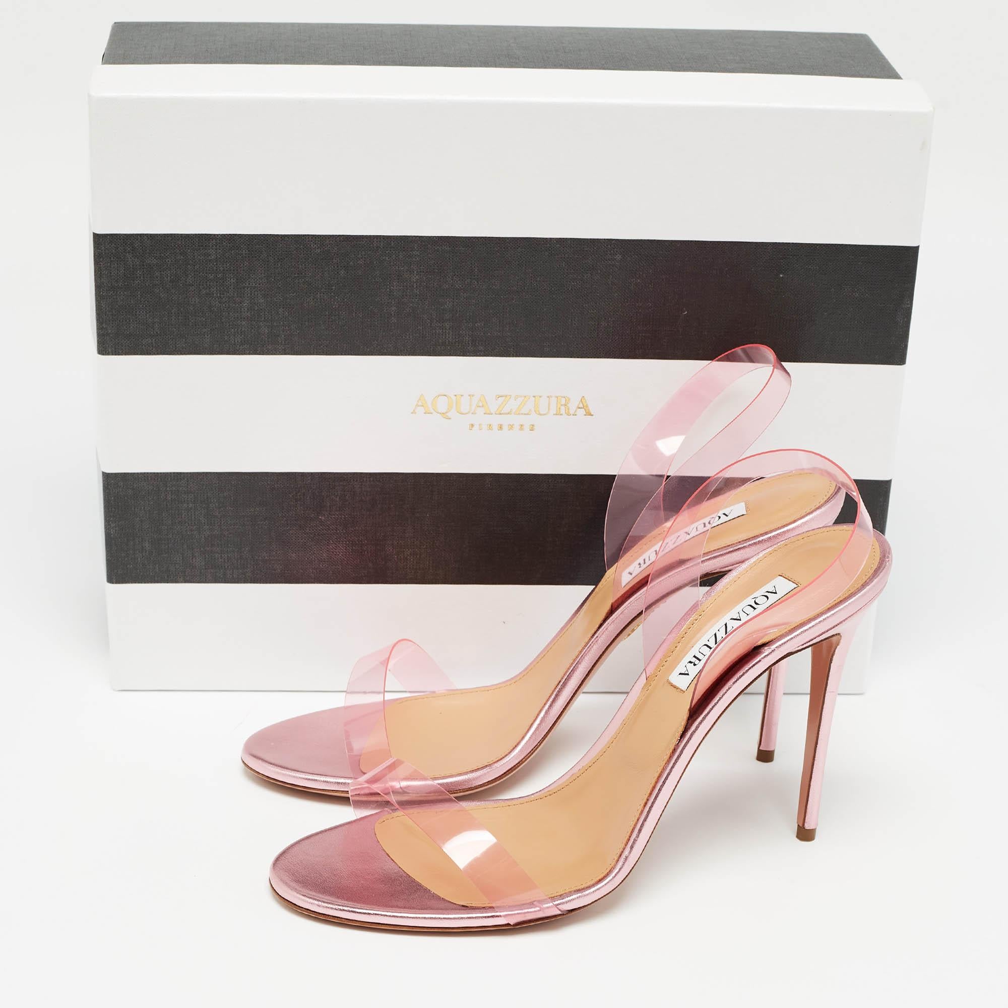 Aquazzura Pink PVC So Nude Slingback Sandals Size 40.5 For Sale 5