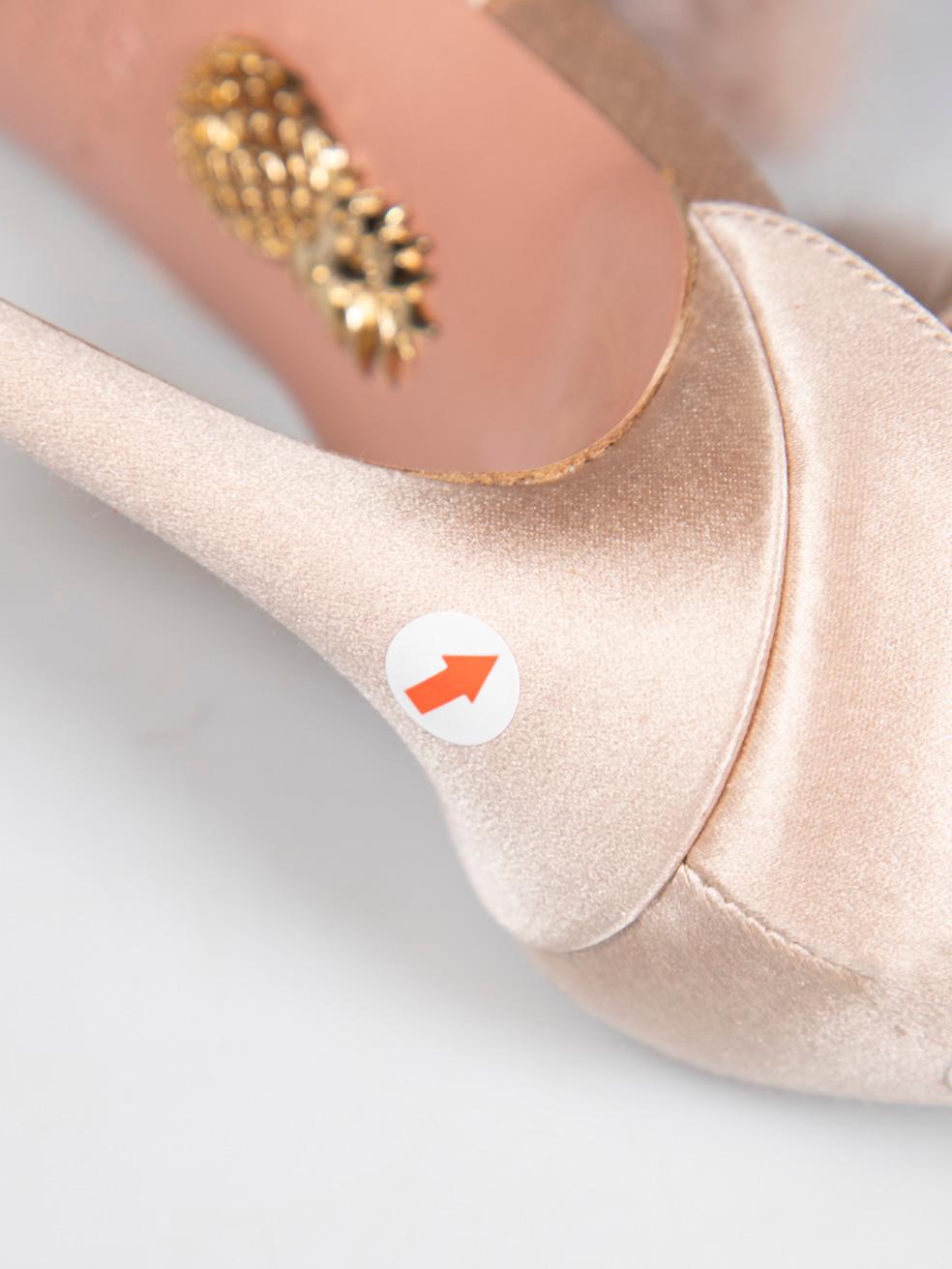 Aquazzura, talons en satin rose avec détails en fourrure, taille IT 38 en vente 1
