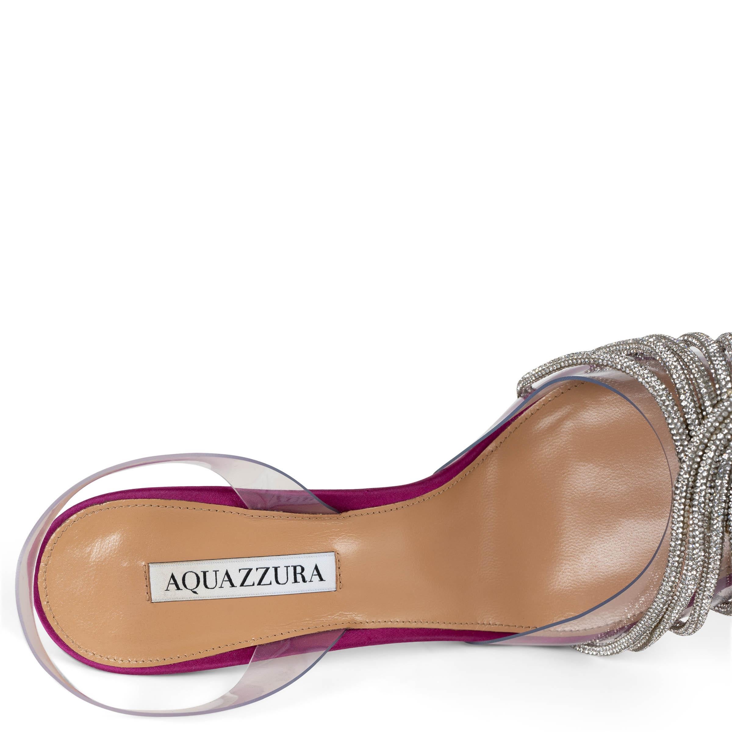 AQUAZZURA satin rose et pvc GATSBY 105 CRYSTAL Chaussures à talons aiguilles 39.5 en vente 2