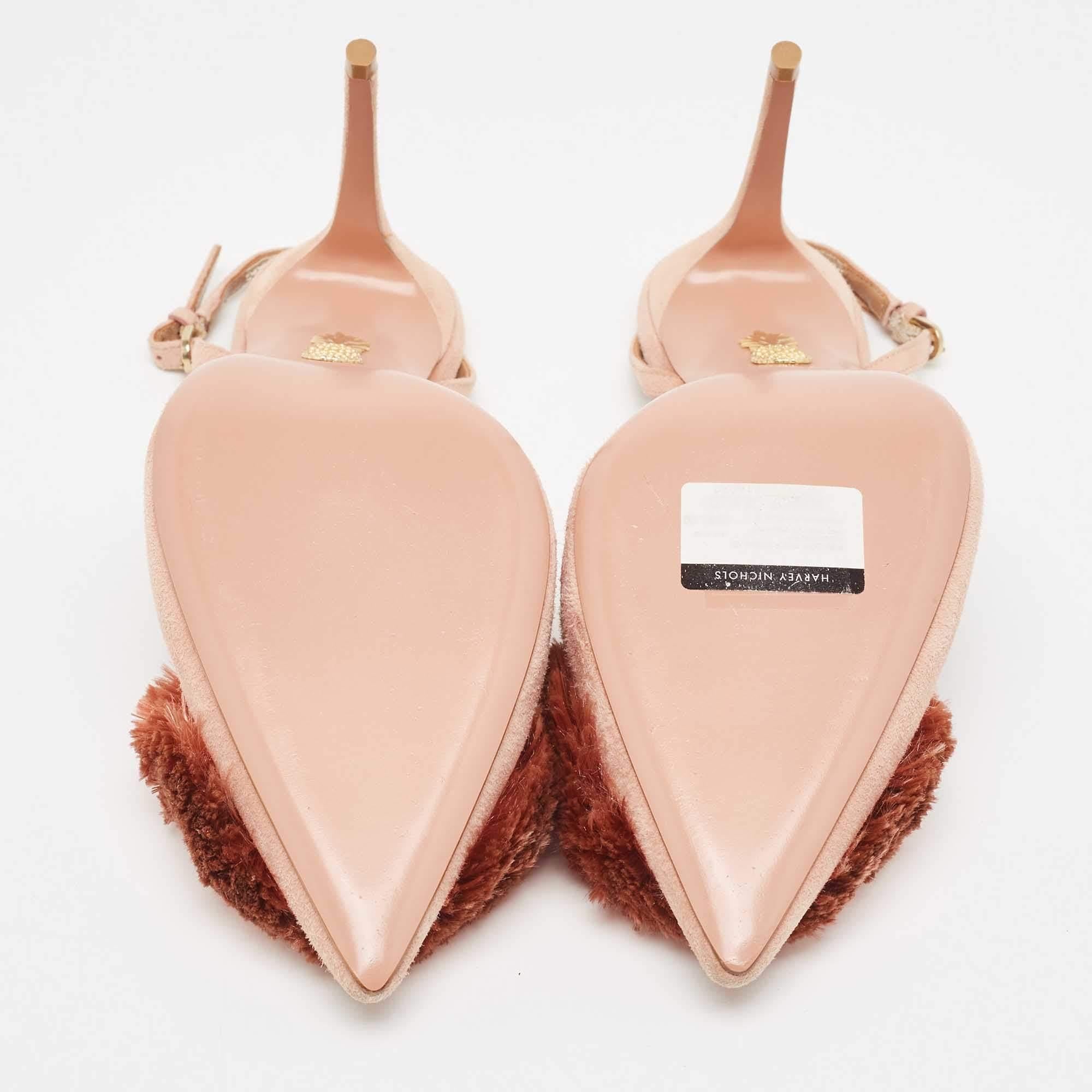 Aquazzura Pink Suede Powder Puff Slingback Pumps Size 39 For Sale 2