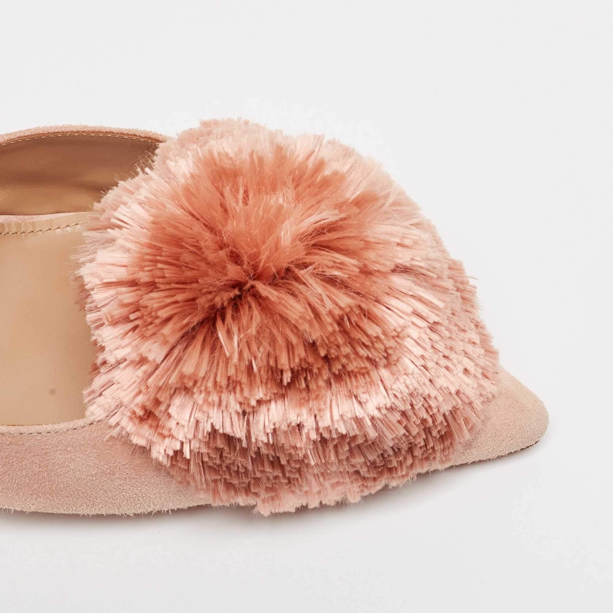 Aquazzura Pink Suede Powder Puff Slingback Pumps Size 39 For Sale 3