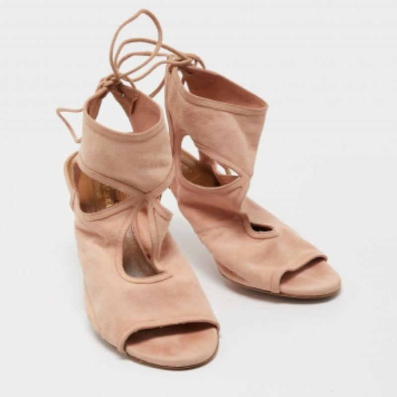 Aquazzura Sandales Sexy Thing à la cheville en daim rose Taille 37 Pour femmes en vente