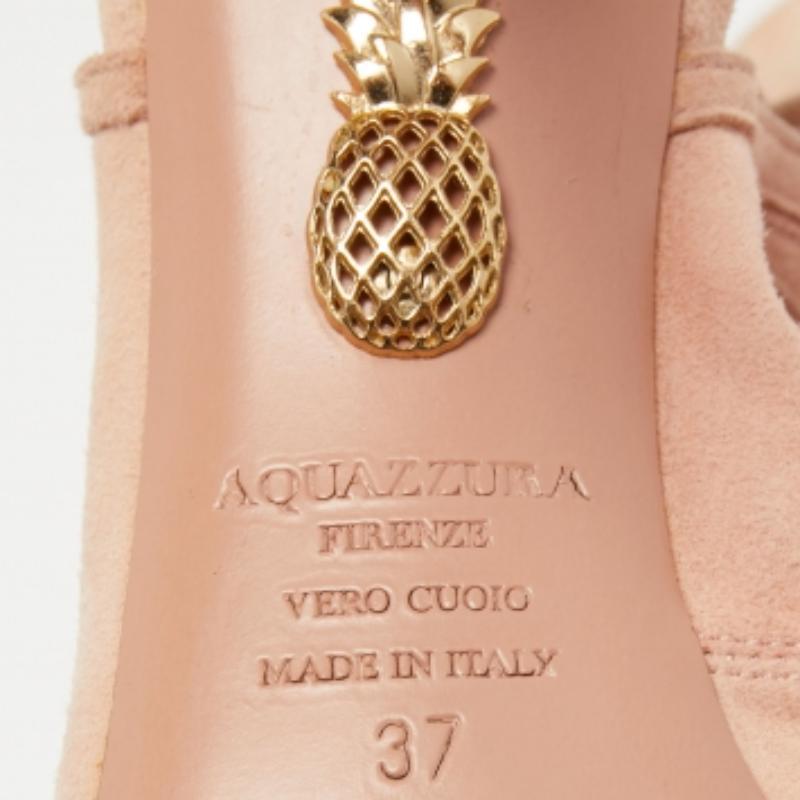 Aquazzura Sandales Sexy Thing à la cheville en daim rose Taille 37 en vente 2