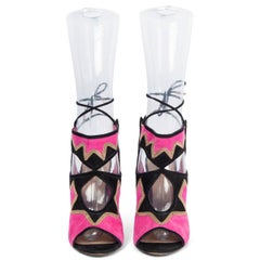 AQUAZZURA pink suede SEXY THING CUT-OUT Sandals Shoes 38