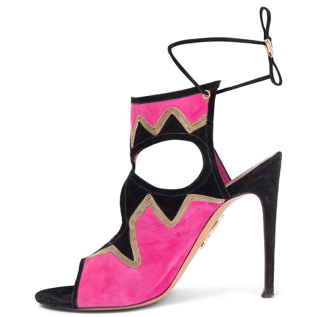 Pink AQUAZZURA pink suede SEXY THING CUT-OUT Sandals Shoes 38 For Sale