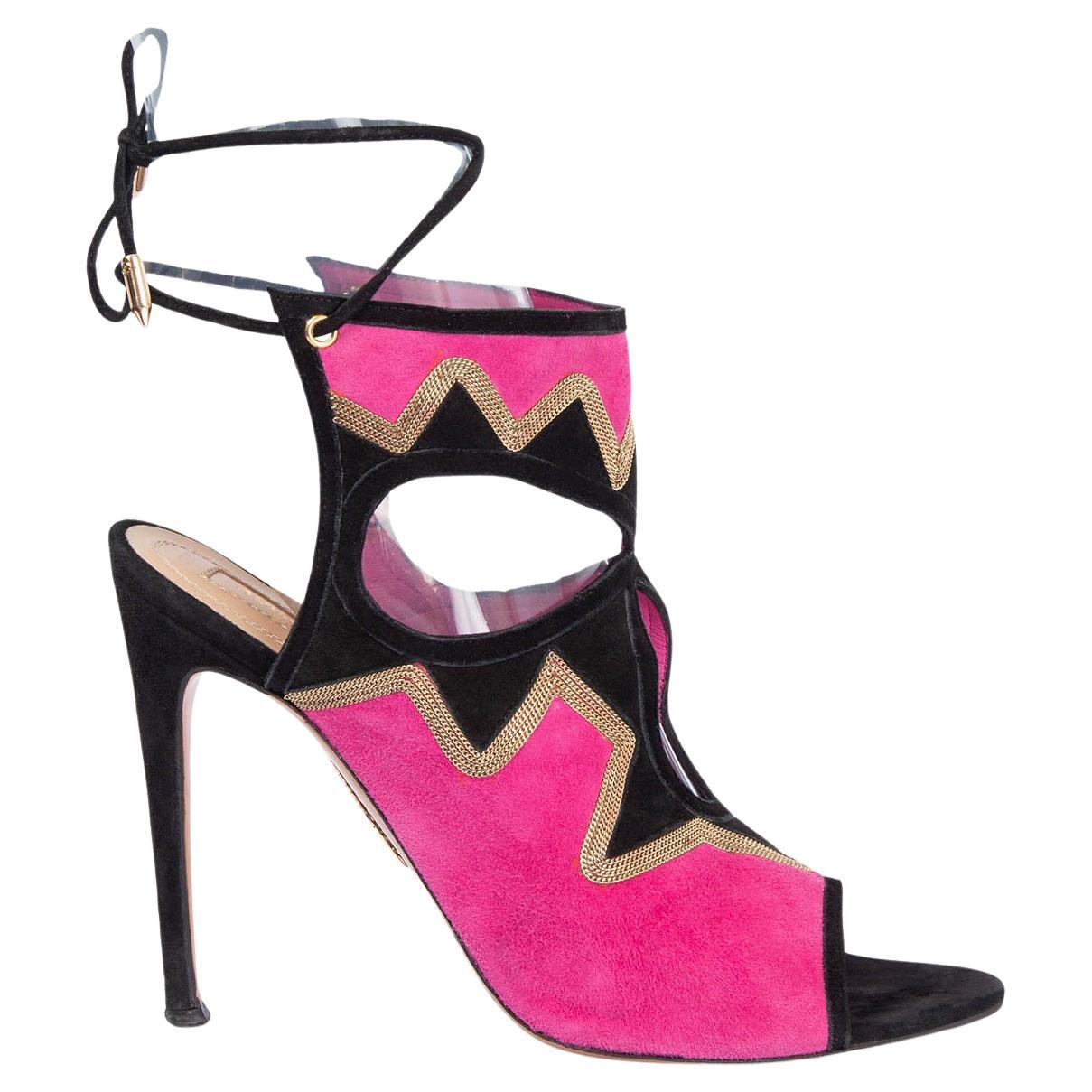 AQUAZZURA pink suede SEXY THING CUT-OUT Sandals Shoes 38 For Sale