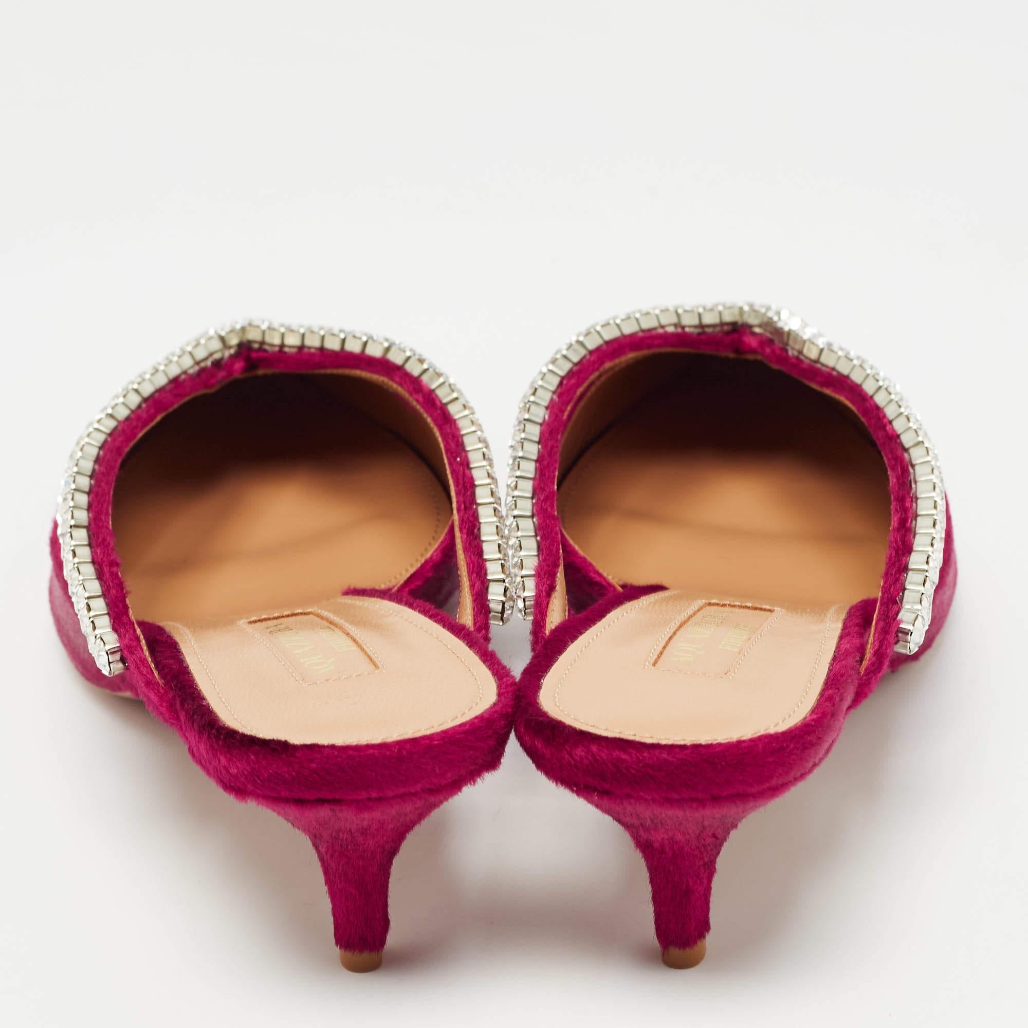 Donna Aquazzura Velluto rosa impreziosito da cristalli Sabin Mules Taglia 38 in vendita
