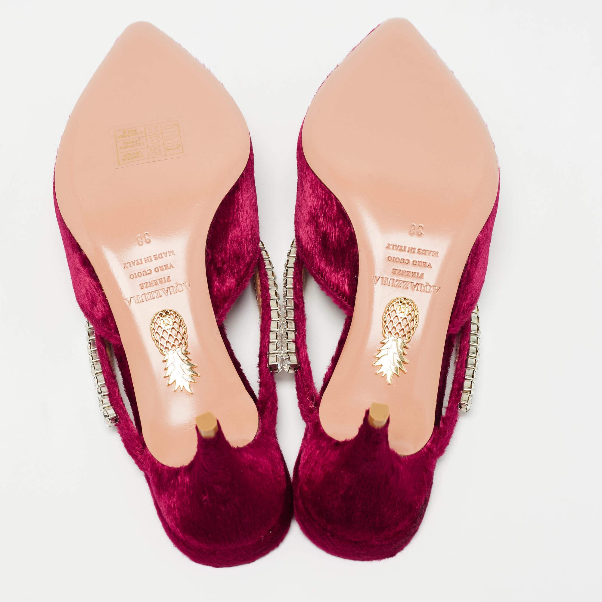 Aquazzura Velluto rosa impreziosito da cristalli Sabin Mules Taglia 38 in vendita 1