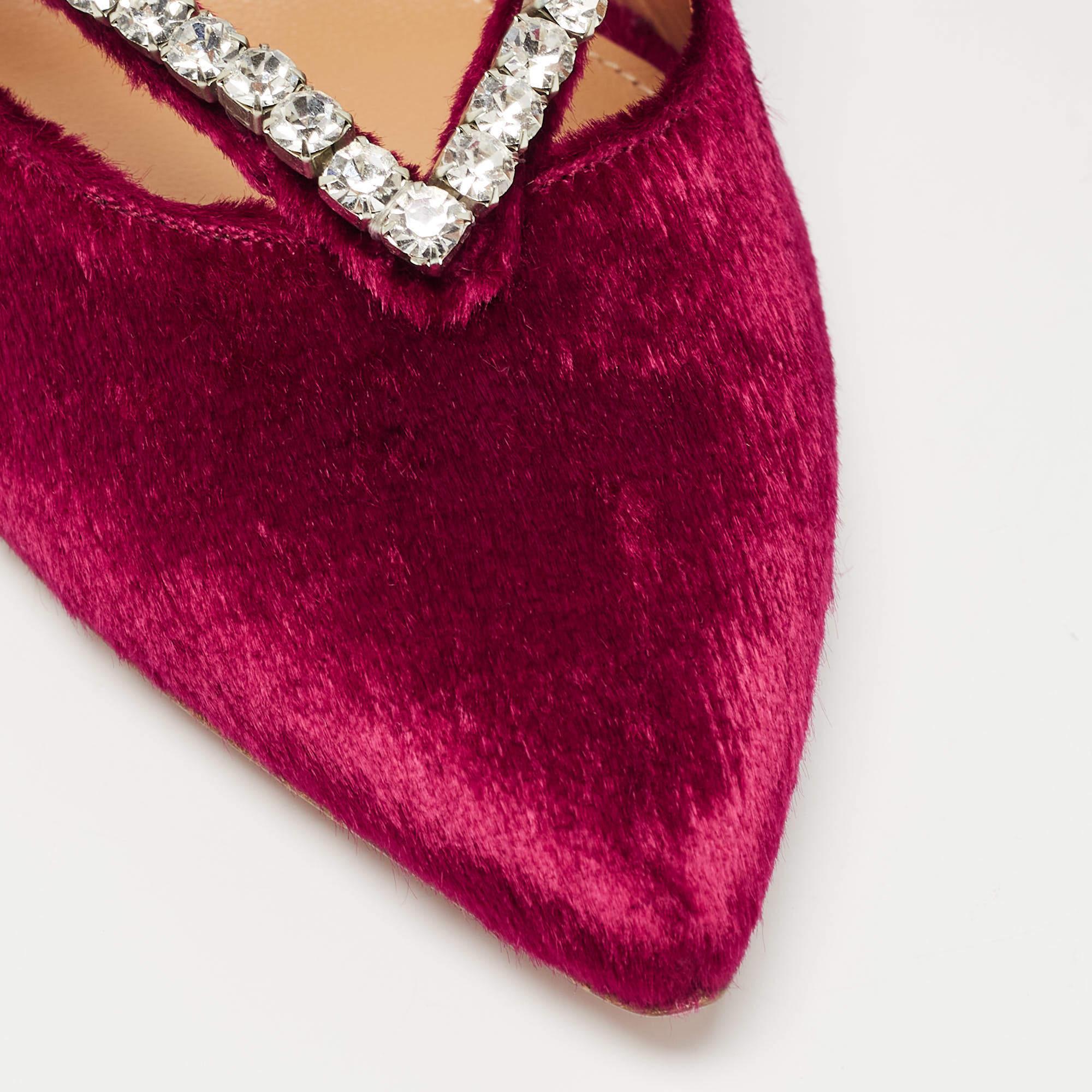Aquazzura Velluto rosa impreziosito da cristalli Sabin Mules Taglia 38 in vendita 2