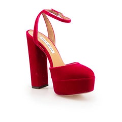 Aquazzura Pink Velvet Platform Heels Size IT 36