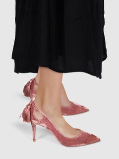 Aquazzura Pink Velvet Point Toe Cut Out Pumps Size IT 37