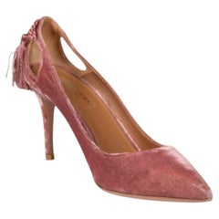Aquazzura Pink Velvet Point Toe Cut Out Pumps Size IT 37