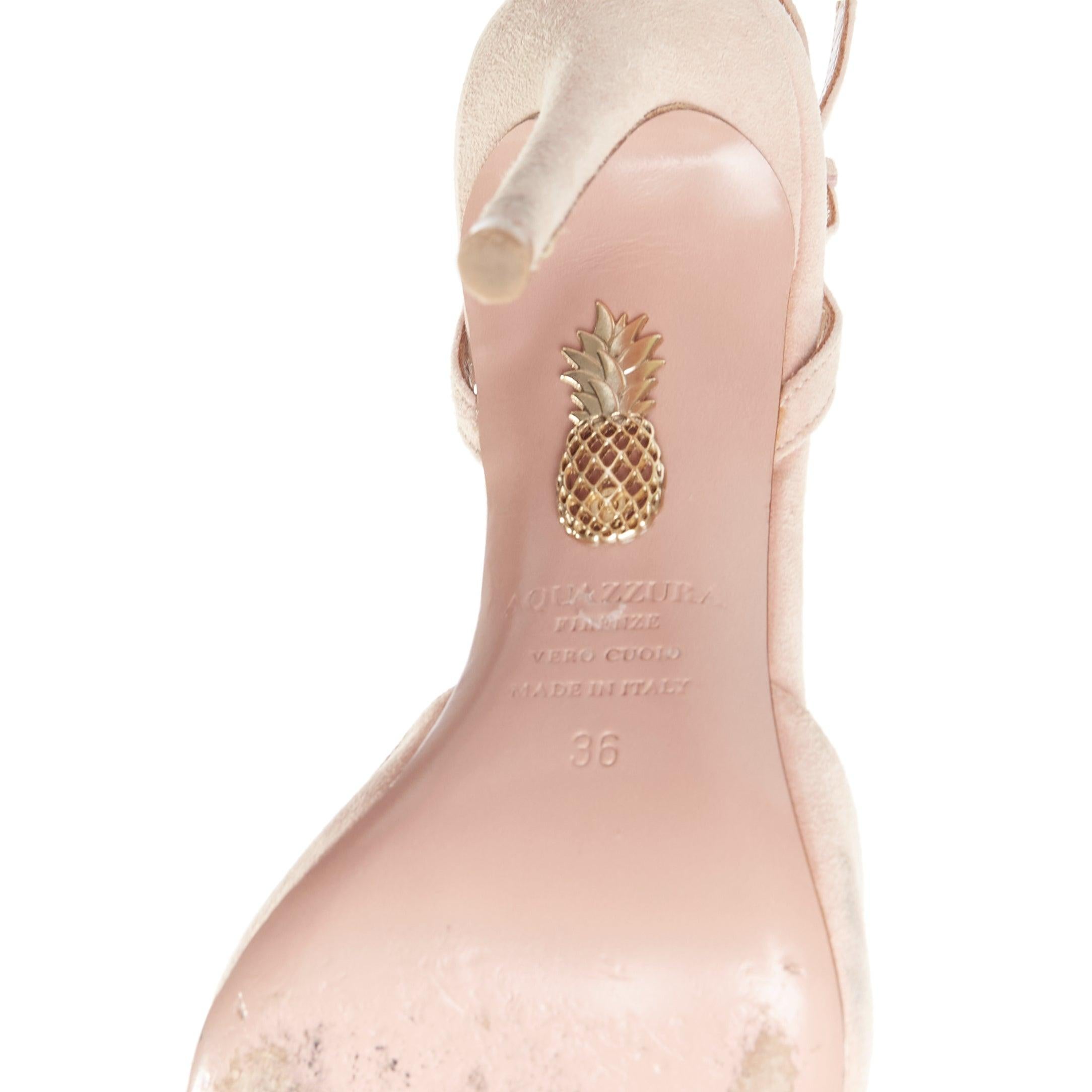 AQUAZZURA Powder Puff blush pink pompom slingback pumps EU36 5
