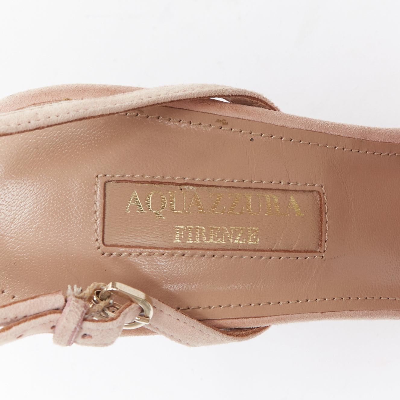 AQUAZZURA Powder Puff blush pink pompom slingback pumps EU36 4