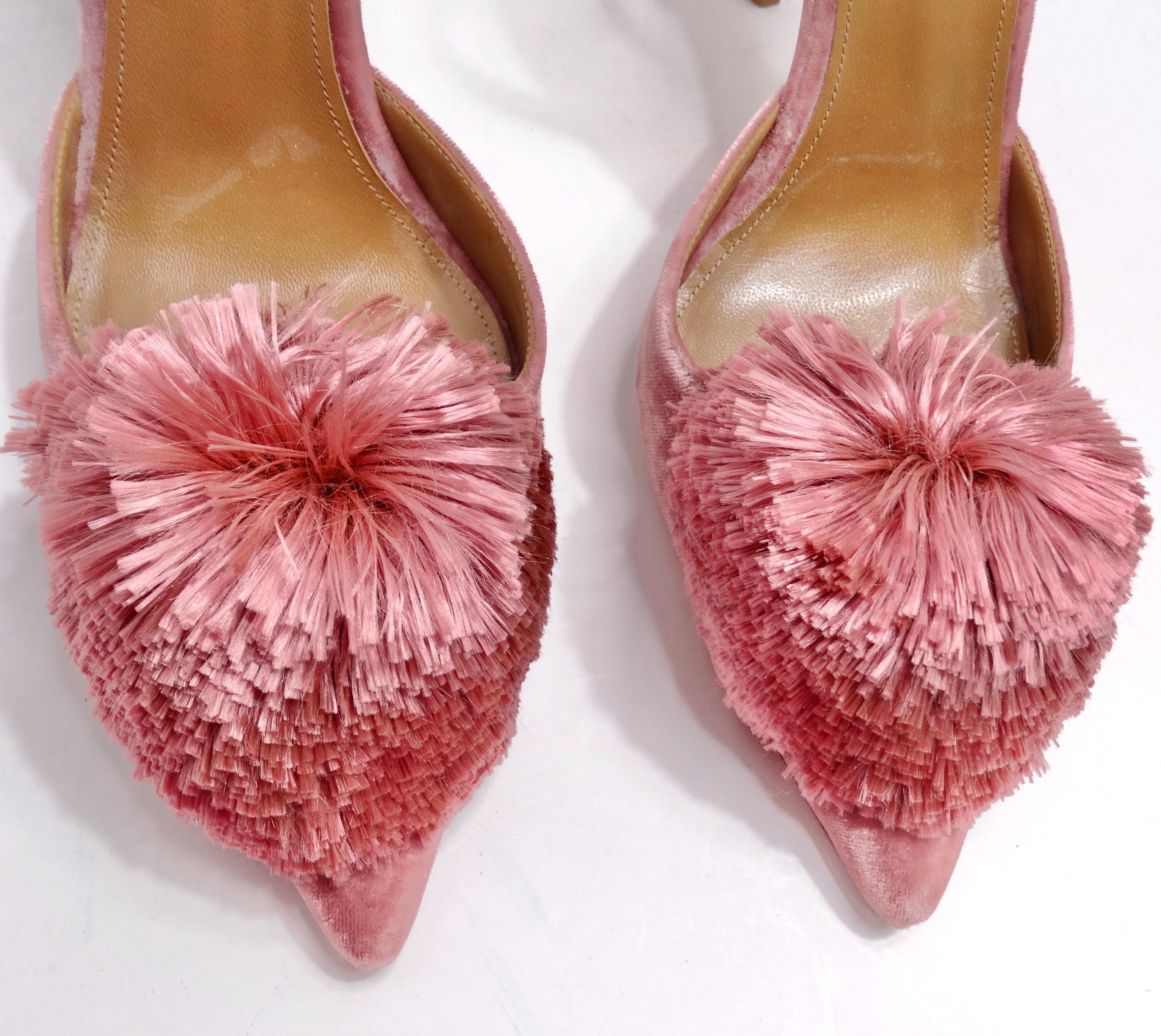 Aquazzura Powder Puff Slingback Heels In Excellent Condition For Sale In Scottsdale, AZ