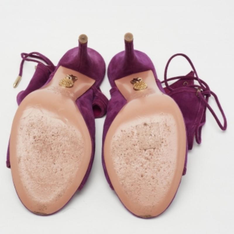 Sandales Sexy Thing Tie Up Aquazzura violettes découpées en daim Taille 37 Bon état à Dubai, Al Qouz 2