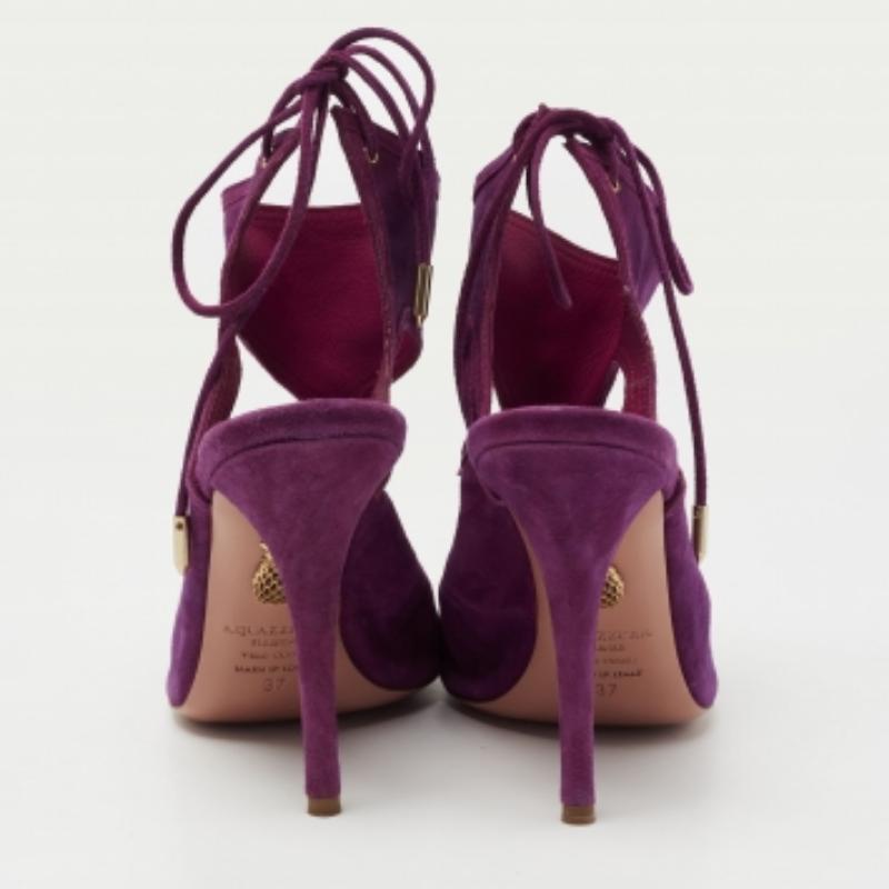  Sandales Sexy Thing Tie Up Aquazzura violettes découpées en daim Taille 37 Pour femmes 