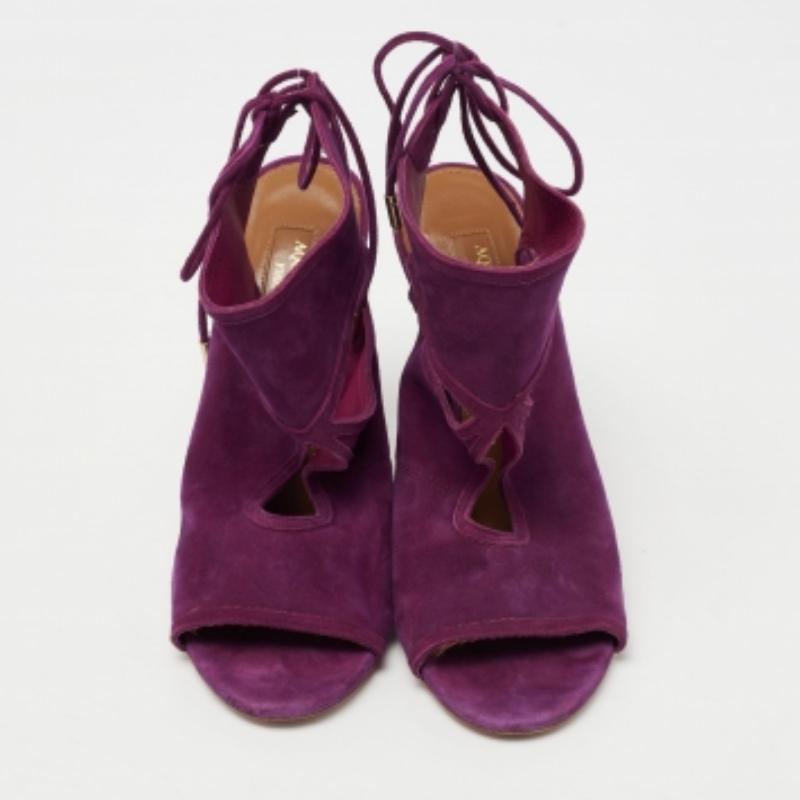 Sandales Sexy Thing Tie Up Aquazzura violettes découpées en daim Taille 37 1