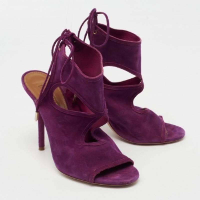 Sandales Sexy Thing Tie Up Aquazzura violettes découpées en daim Taille 37 2