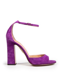 Aquazzura Purple Suede Strappy High Block Sandals Size IT 40.5