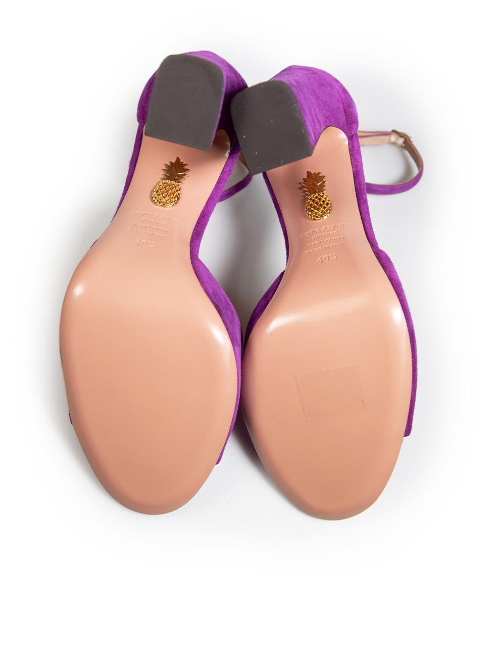 Women's Aquazzura Purple Suede Strappy High Block Sandals Size IT 40.5