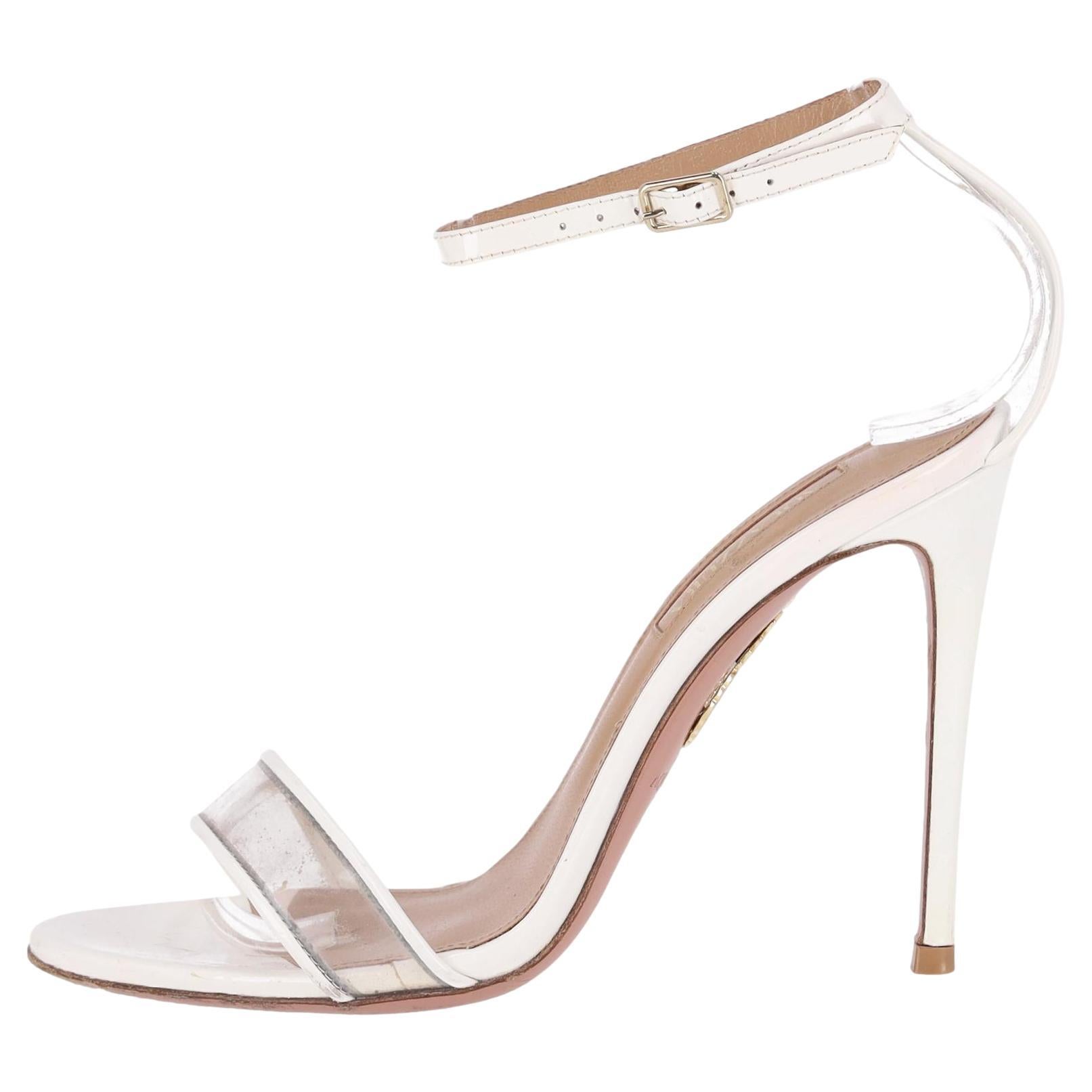 Aquazzura - Sandales en cuir verni à lanières PVC en vente