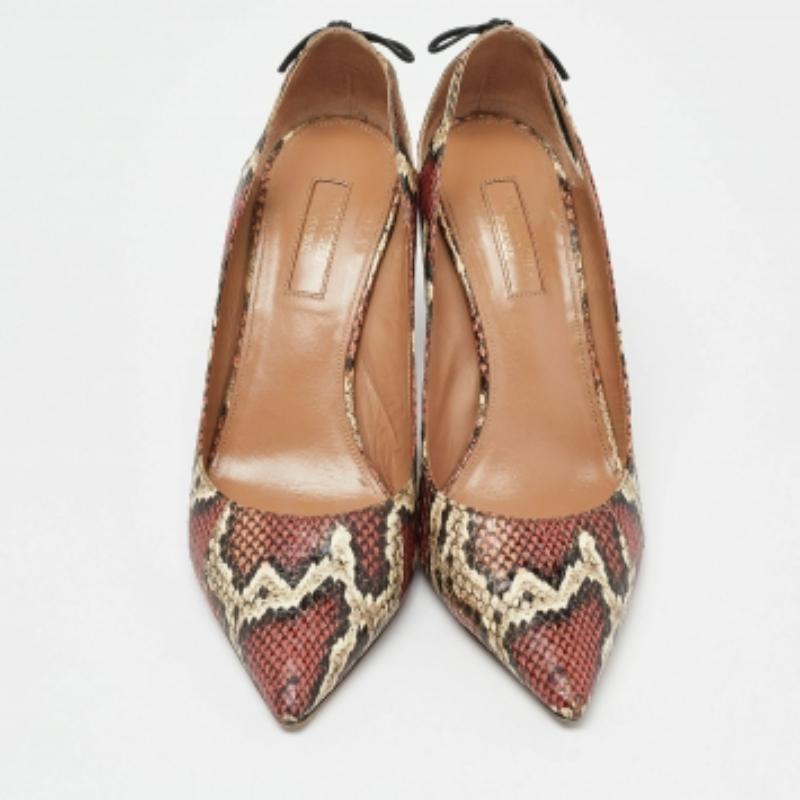 Aquazzura Python Leder Forever Marilyn Quastendetail Spitzzehenpumps Größe 37 Damen im Angebot