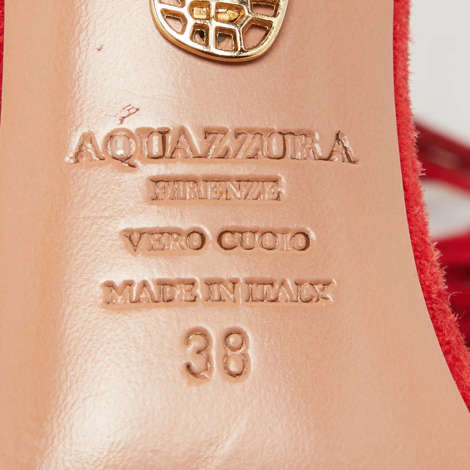 Aquazzura Sandalias anudadas al tobillo de ante rojo con flecos Wild Thing talla 38 3