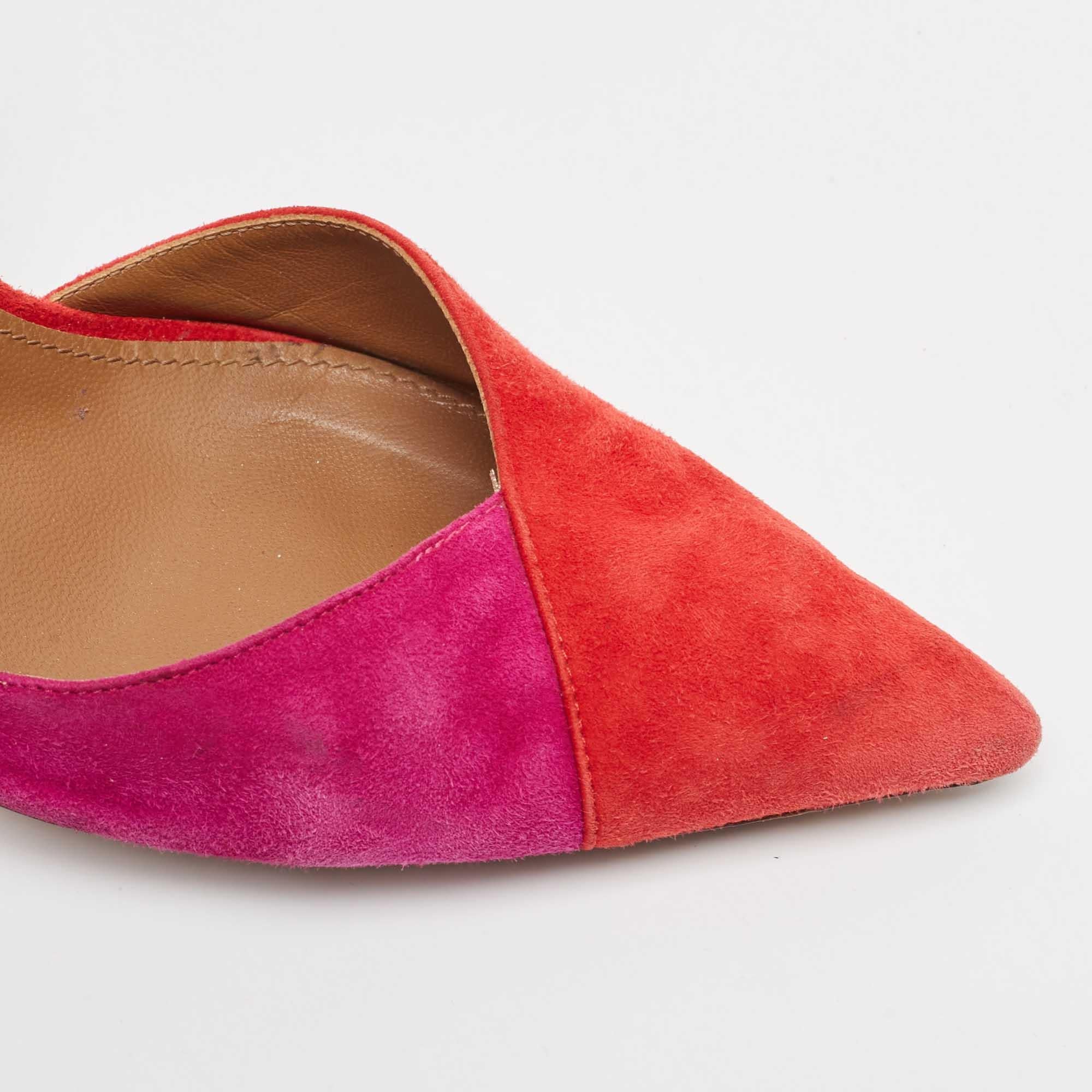 Aquazzura Red/Purple Suede Ankle Strap Pumps Size 40 For Sale 2