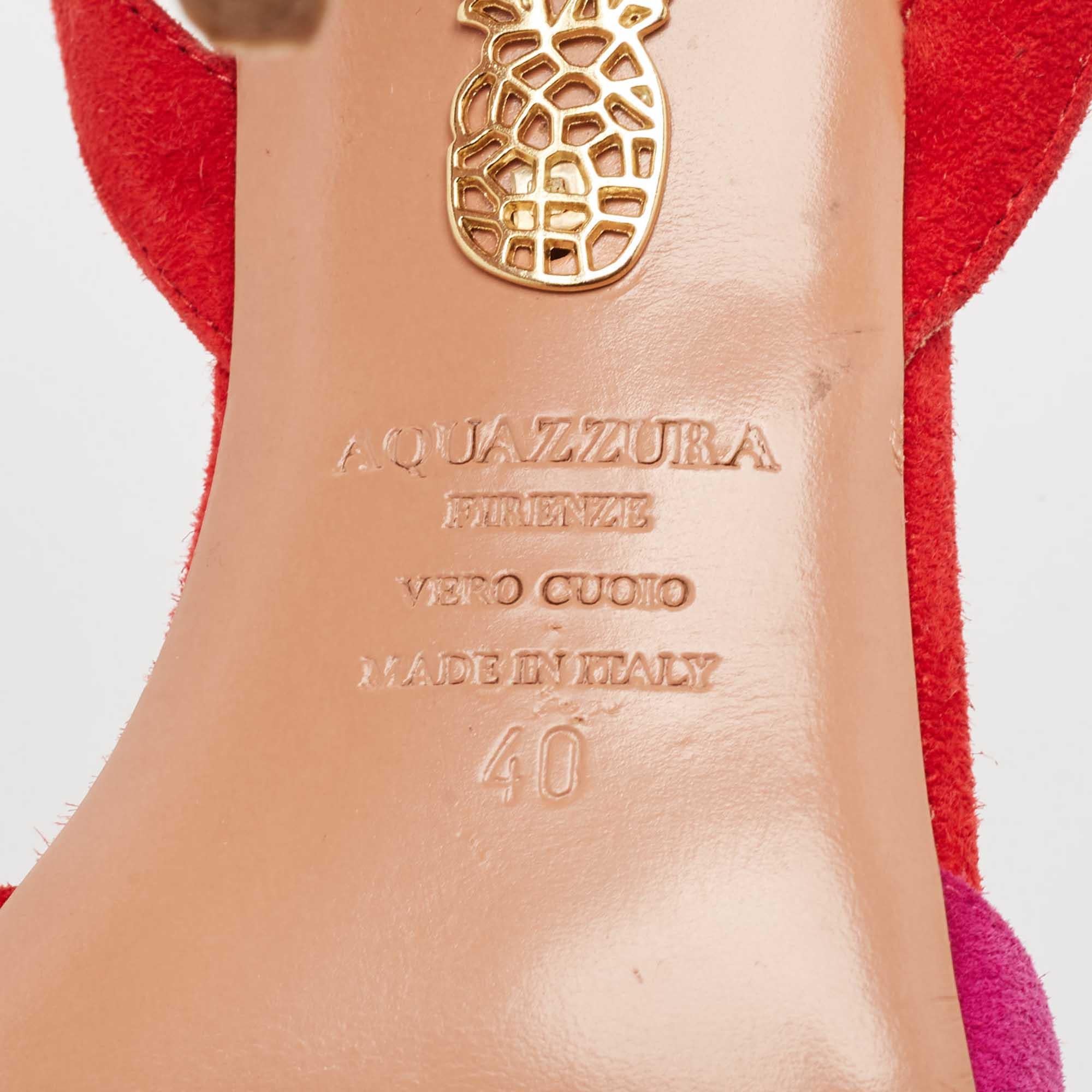 Aquazzura Red/Purple Suede Ankle Strap Pumps Size 40 For Sale 3
