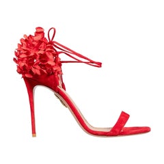 Aquazzura Red Suede Lilly Of The Valley Sandals Size IT 41