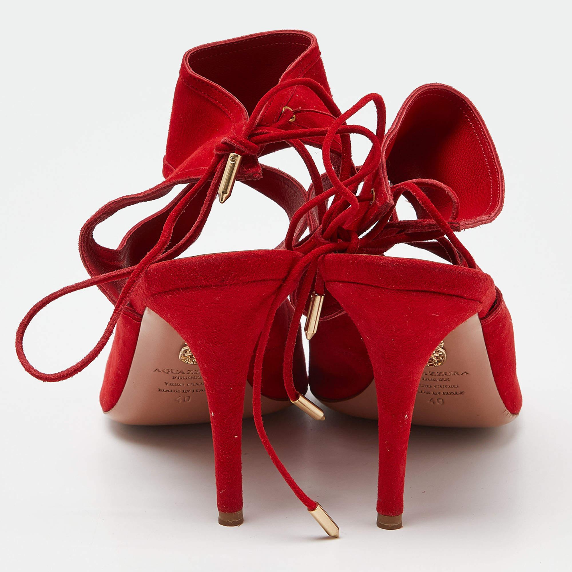 Aquazzura Red Suede Sexy Thing Cutout Sandals Size 40 For Sale 1