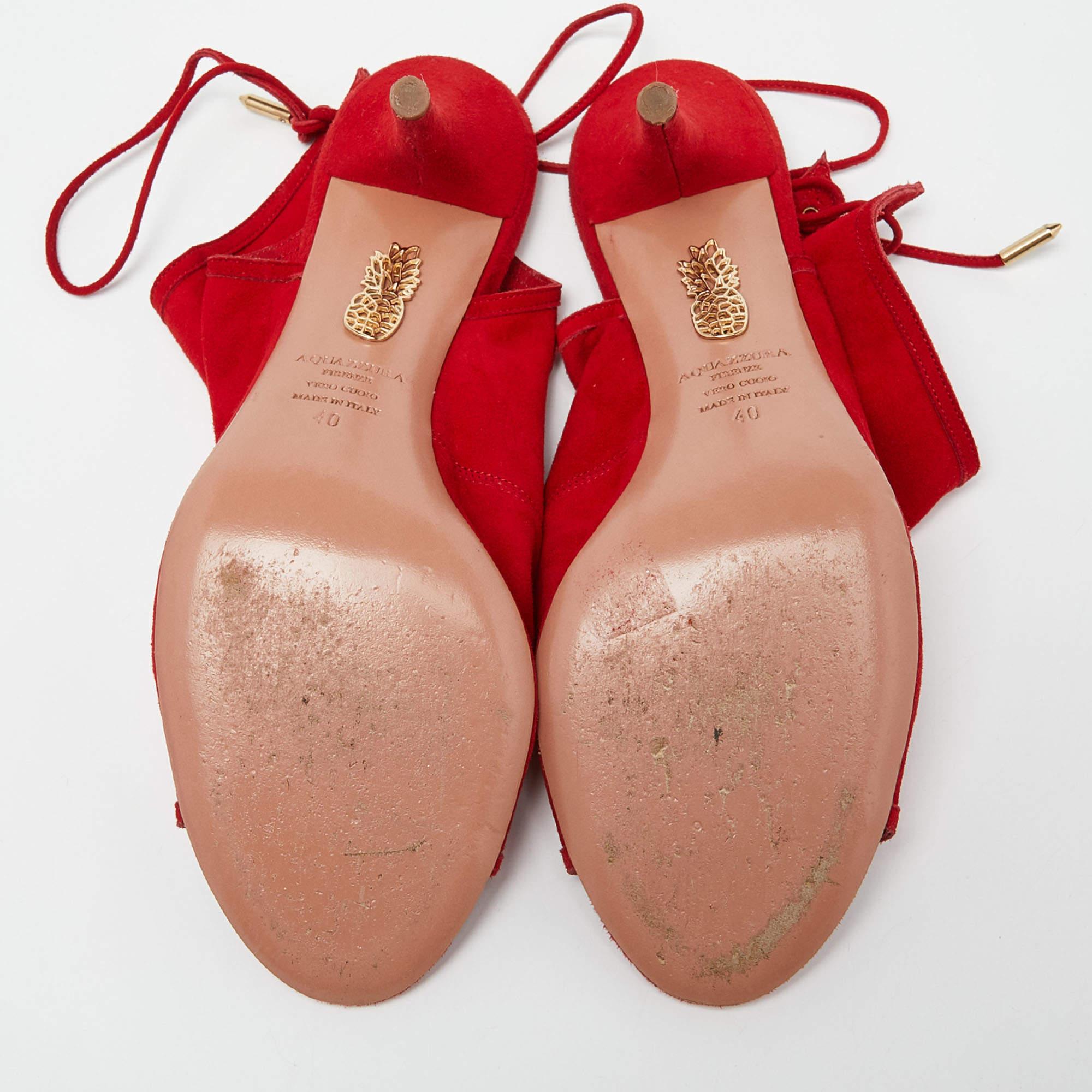 Aquazzura Red Suede Sexy Thing Cutout Sandals Size 40 For Sale 2