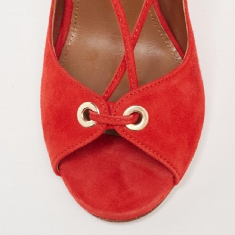 De las mujeres Aquazzura Sandalias con cordones Tango Curvy de ante rojo talla 37 en venta