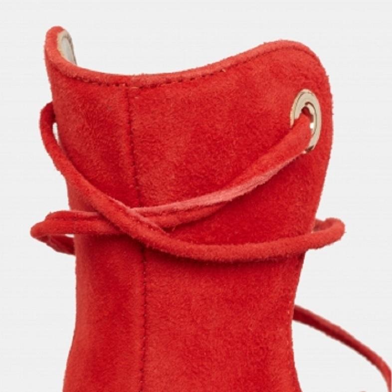 Aquazzura Sandalias con cordones Tango Curvy de ante rojo talla 37 en venta 2