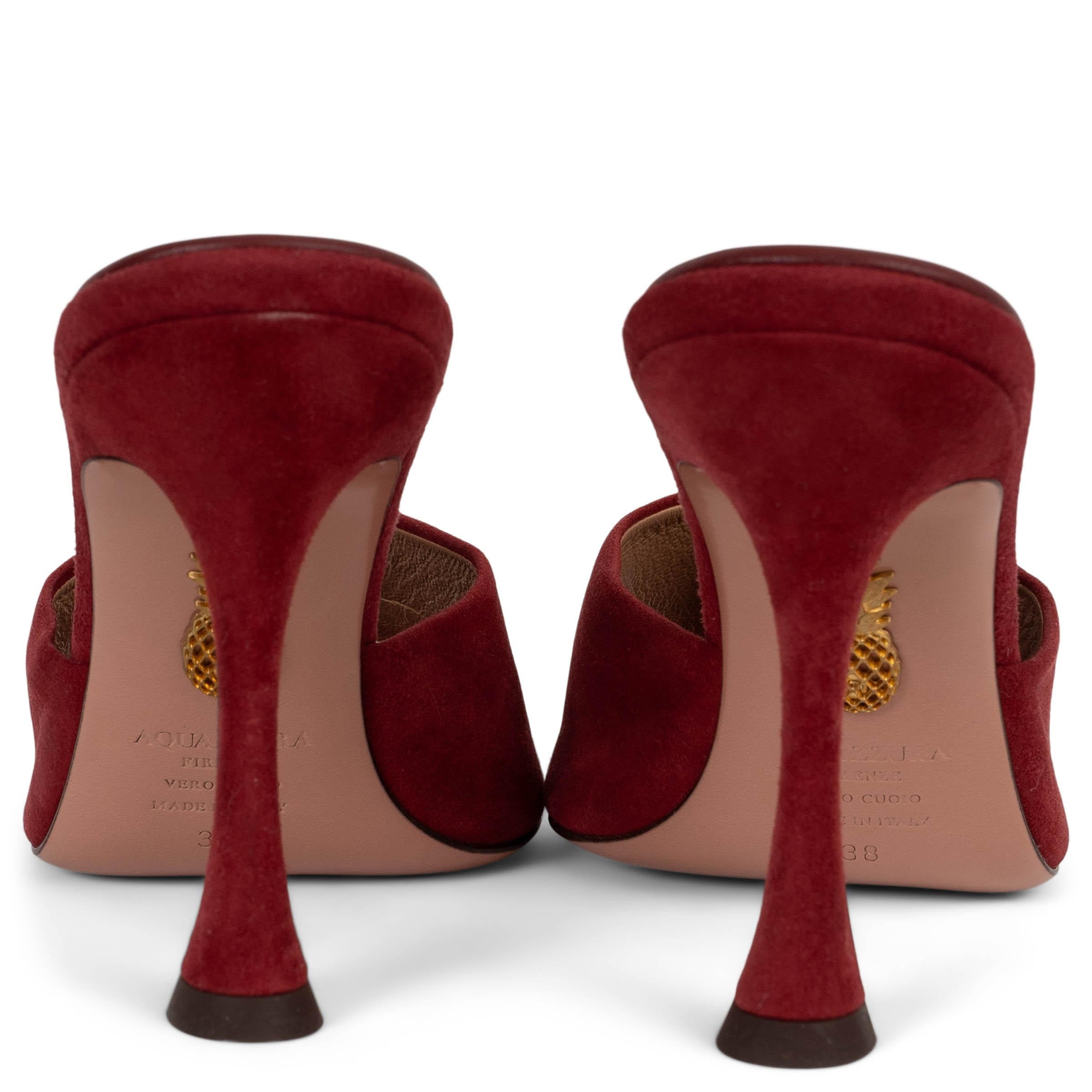 AQUAZZURA Mules VIOLETTE 95 en daim rouge 38 Neuf - En vente à Zürich, CH