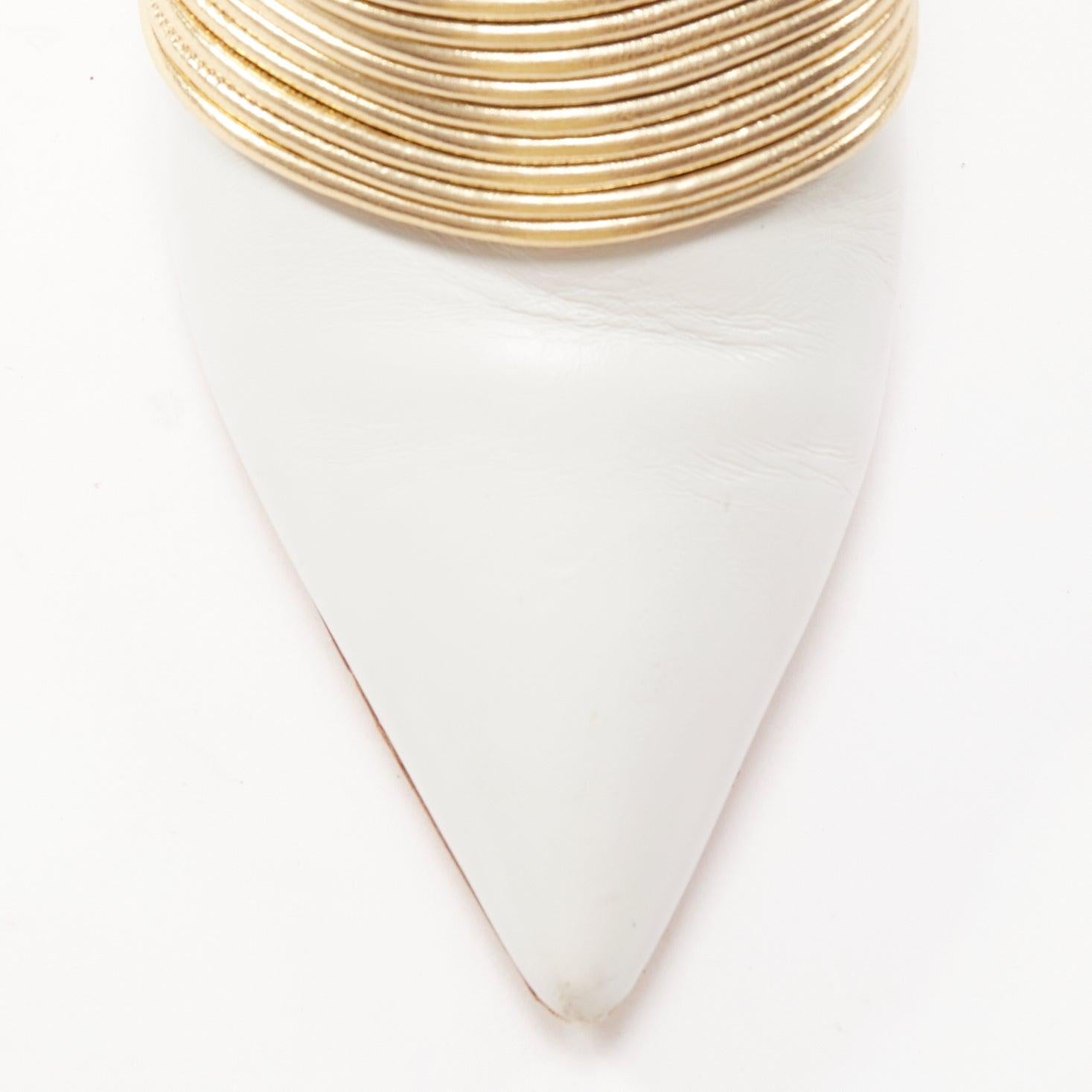 AQUAZZURA Rendez Vous 75 white leather gold coil mule pumps EU36 For Sale 1