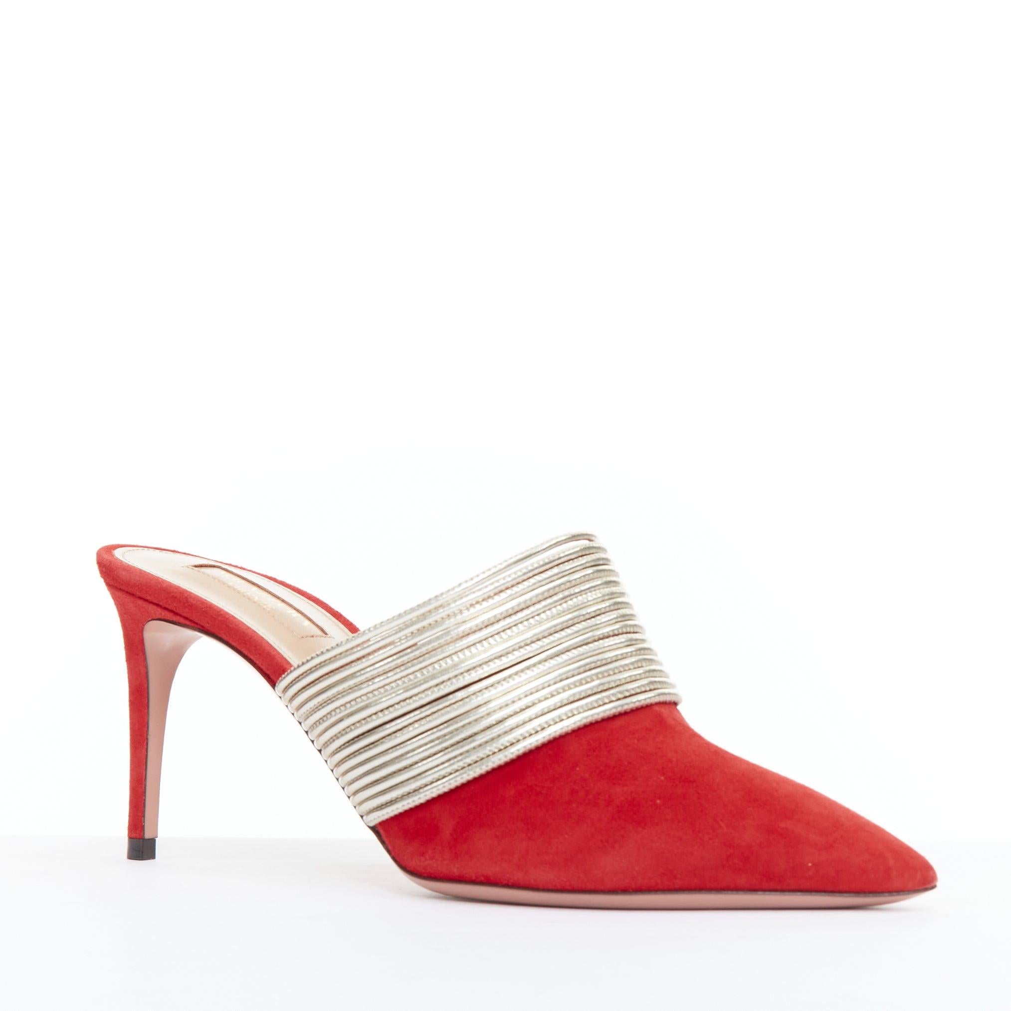 AQUAZZURA Rendez Vous mules à talons multibrins rouge or EU39
Référence : JHDN/A00031
Marque : Aquazzura
Modèle : Rendez Vous
MATERIAL : Daim, cuir
Couleur : rouge, or
Motif : Solide
Fermeture : Slip On
Doublure : Cuir marron
Fabriqué en :