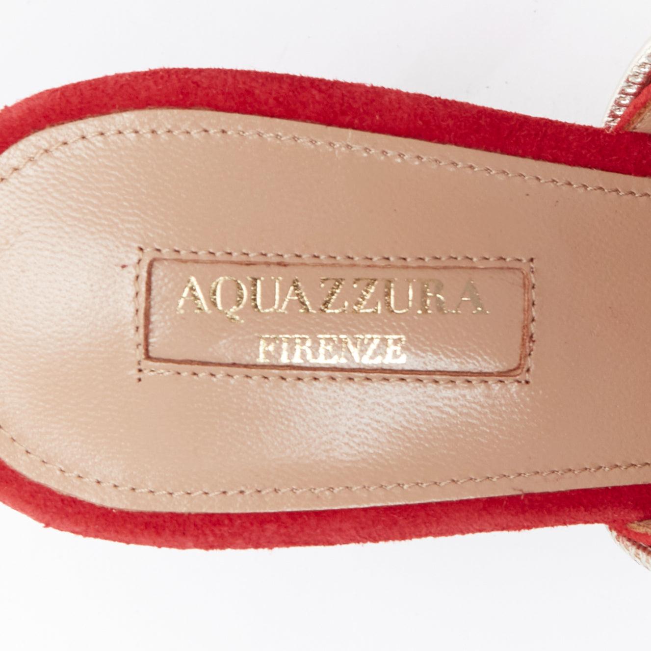 AQUAZZURA Rendez Vous mules à talons multibrins rouge or EU39 en vente 4