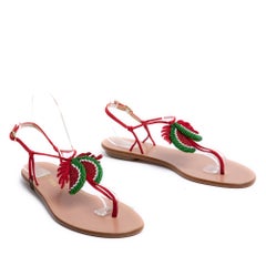 Aquazzura Sandalen EU38,5 Juicy Obst Wildleder Sandalen Flats US8 Neu