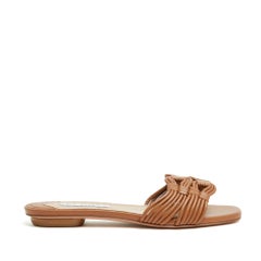 Aquazzura Sandales Mules EU38.5 Braided Leather Flats Slides Tongs UK5.5 US8 New