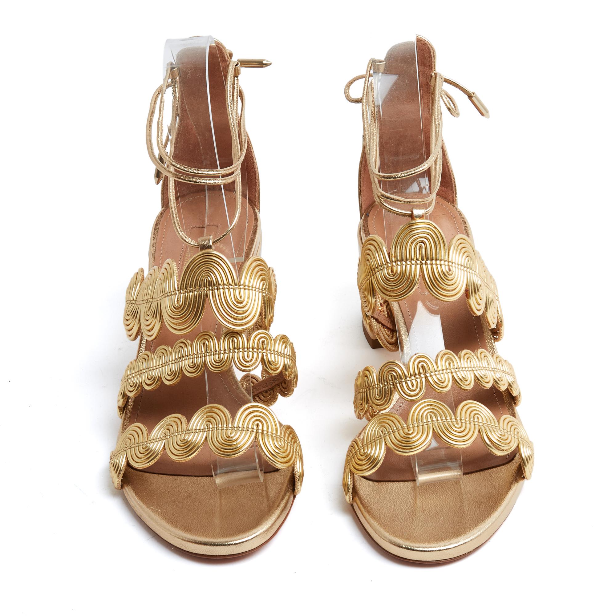 Aquazzura sandals in gold-colored leather, 