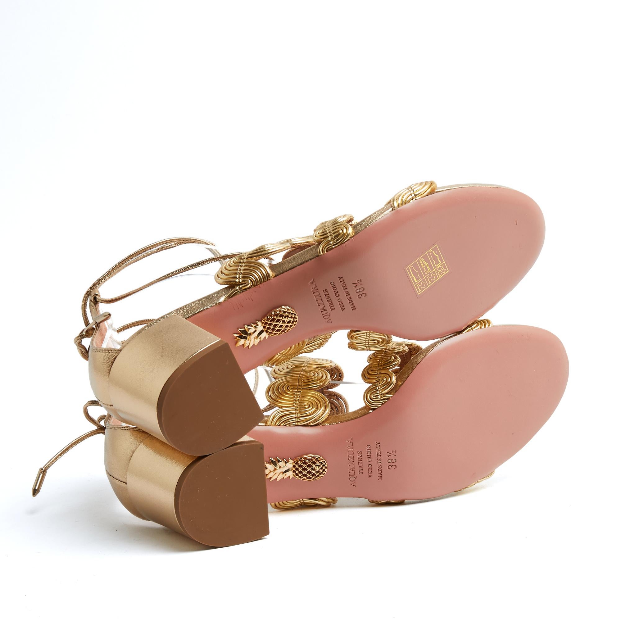De las mujeres Aquazzura Sandales Or EU38.5 Gold Leather Goddess Sandals Shoes UK5.5 US8 New en venta