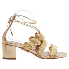 Aquazzura Sandales Or EU38.5 Gold Leather Goddess Sandals Shoes UK5.5 US8 New